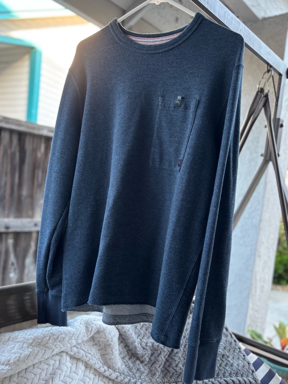 Men's Long-Sleeve Pocket Crew Shirt - Navy